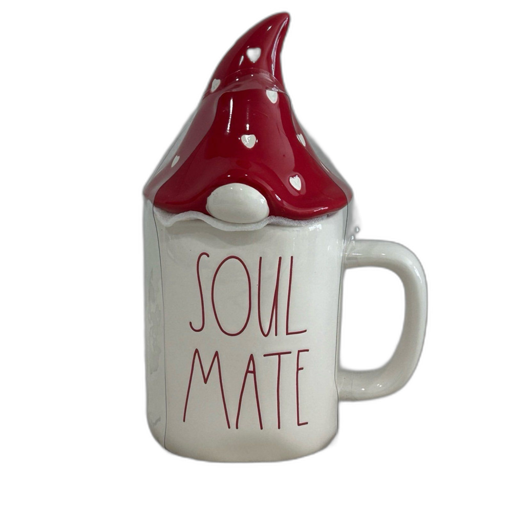 Rae Dunn Artisan Collection by Magenta “ Soul Mate” Ceramic Gnome Mug w/ Lid.